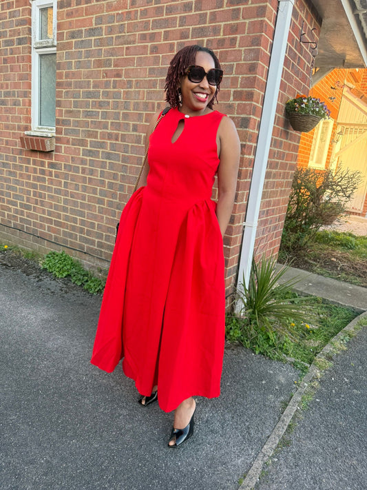 The Scarlet Dream - Red Keyhole Maxi Dress