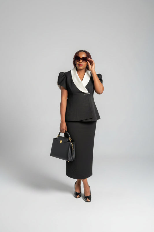 The Executive - Black & Cream Two-Piece Work Suit
