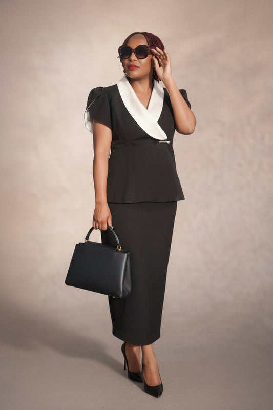 The Executive - Black & Cream Two-Piece Work Suit