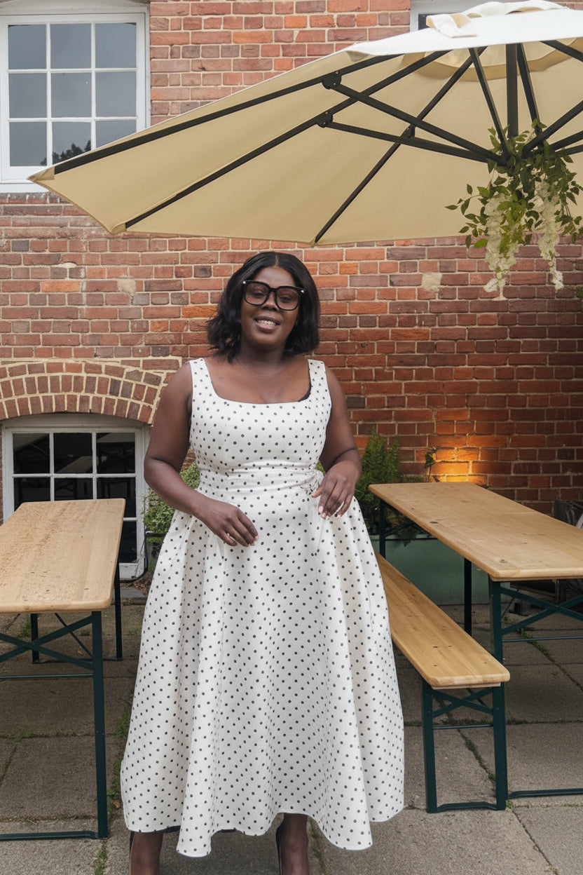 Vintage Polka Dot Midi Dress